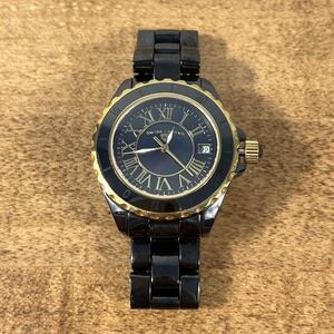 Swiss Legend Karamica Women's Black Gold Tone Watch Ceramic -‎ Needs Battery